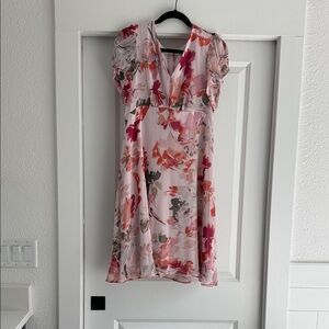 Calvin Klein Pink and Red Floral Midi Dress